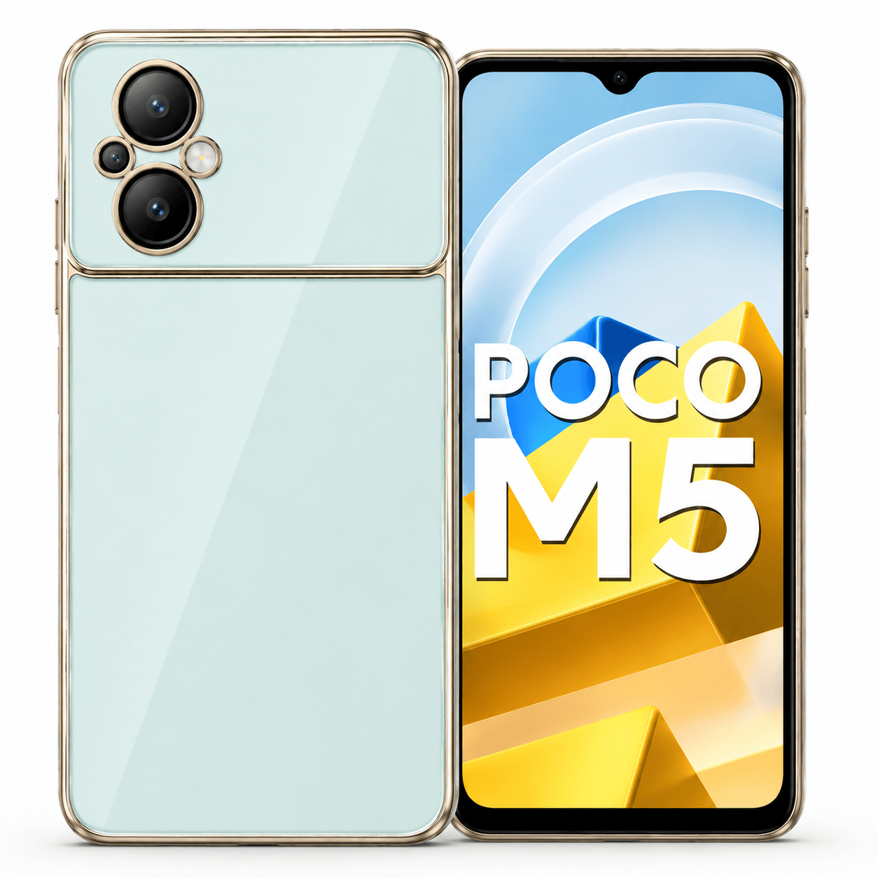 6D Golden Edge Chrome Back Cover For Redmi 11 Prime 4G Phone Case Mint Green Onezeros.in