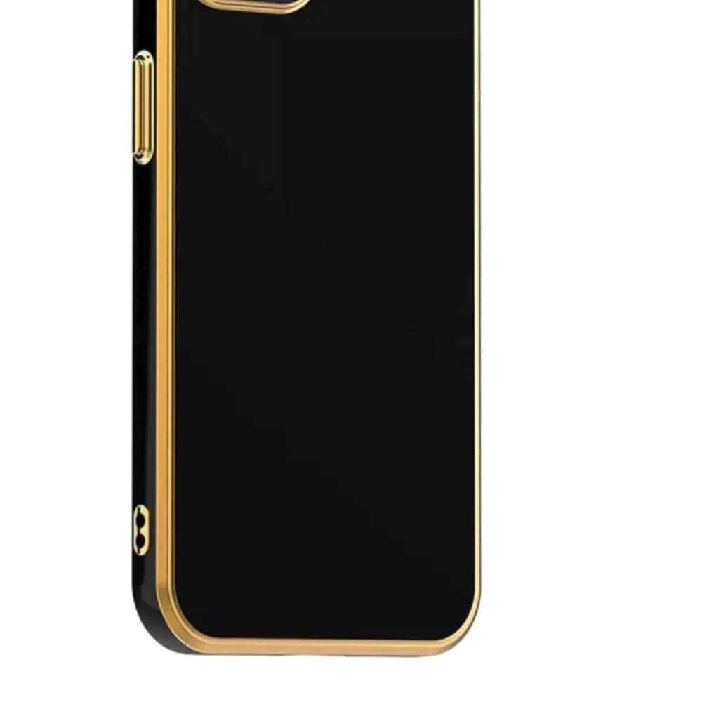 6D Golden Edge Chrome Back Cover For Redmi Note 12 Phone Case Black Onezeros.in