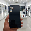 6D Golden Edge Chrome Back Cover For Samsung A34 5G Phone Case Black Onezeros.in