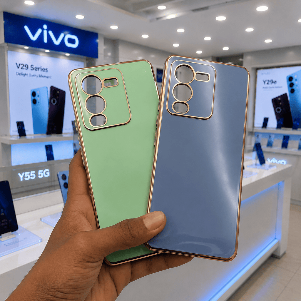 6D Golden Edge Chrome Back Cover For Vivo V25 Pro Phone Case Onezeros.in