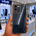 6D Golden Edge Chrome Back Cover For Vivo V25 Pro Phone Case Black Onezeros.in