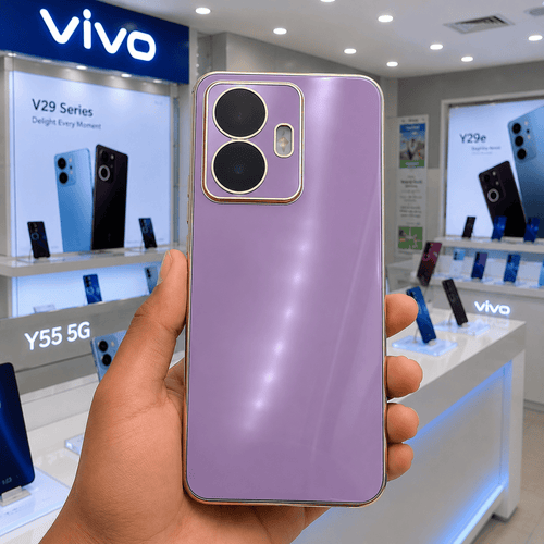 6D Golden Edge Chrome Back Cover For Vivo Y55 Phone Case Lavender Onezeros.in