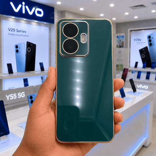 6D Golden Edge Chrome Back Cover For Vivo Y55 Phone Case Green Onezeros.in