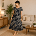 Luxmi Cotton Frock Nighty for Women – Printed Adjustable Robe