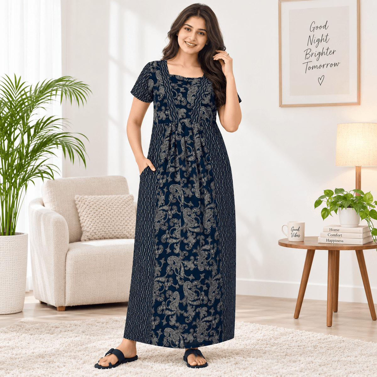 Pranjul 2072 Cotton Nighty for Women – Printed Night Dress XL OneZeros