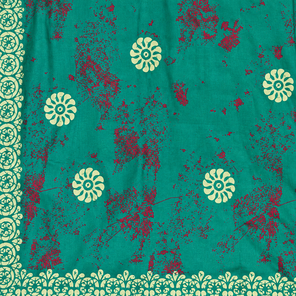 Vanitha Cotton Frock Nighty for Women – Green Printed Mid-Length Nightwear
