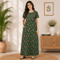 Pranjul 1818 Green Floral Printed Cotton Nighty