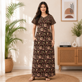 Pranjul 1819 Brown Floral Printed Cotton Nighty