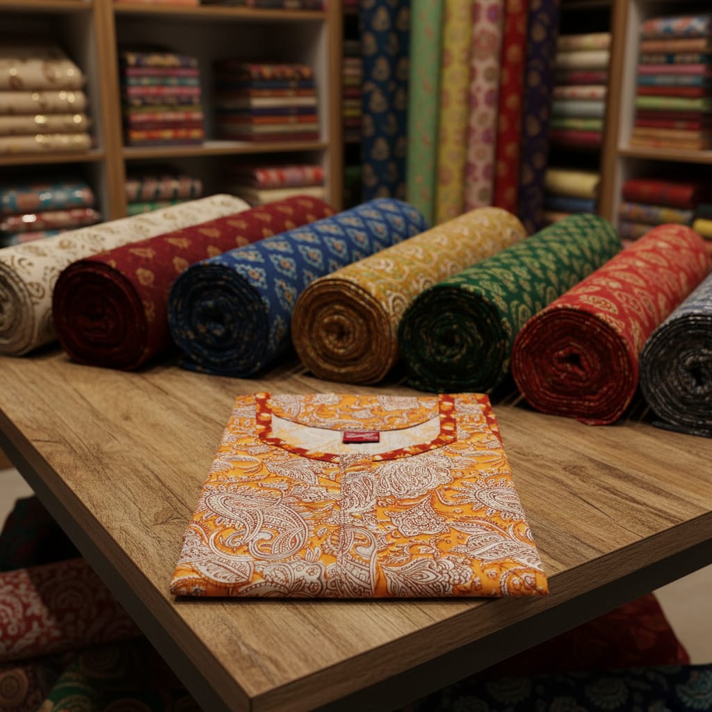 Orange Color Floral Pattern Nighty Onezeros.in