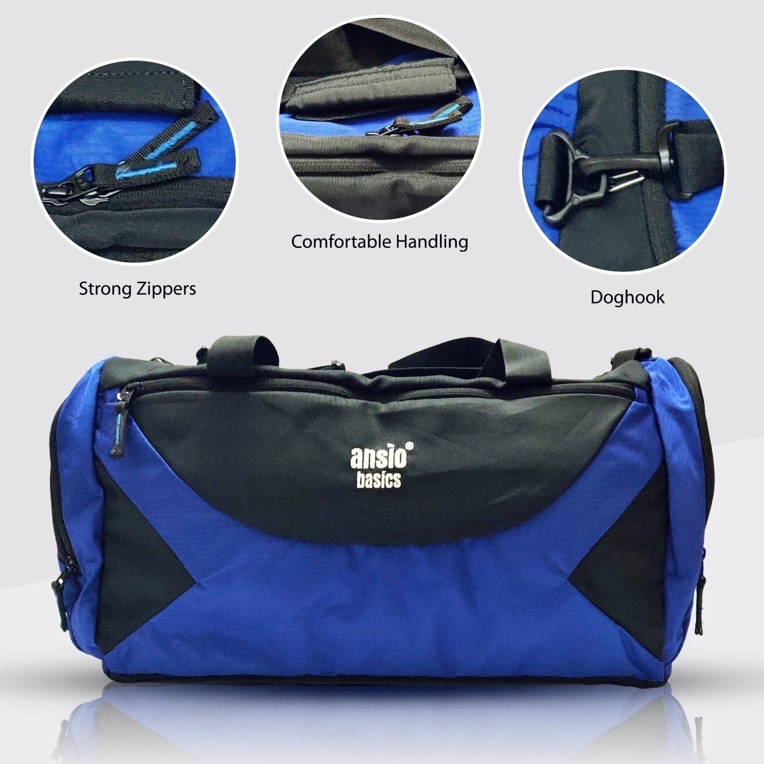Ansio Luggage bag (Blue with Black) Blue with Black Onezeros.in