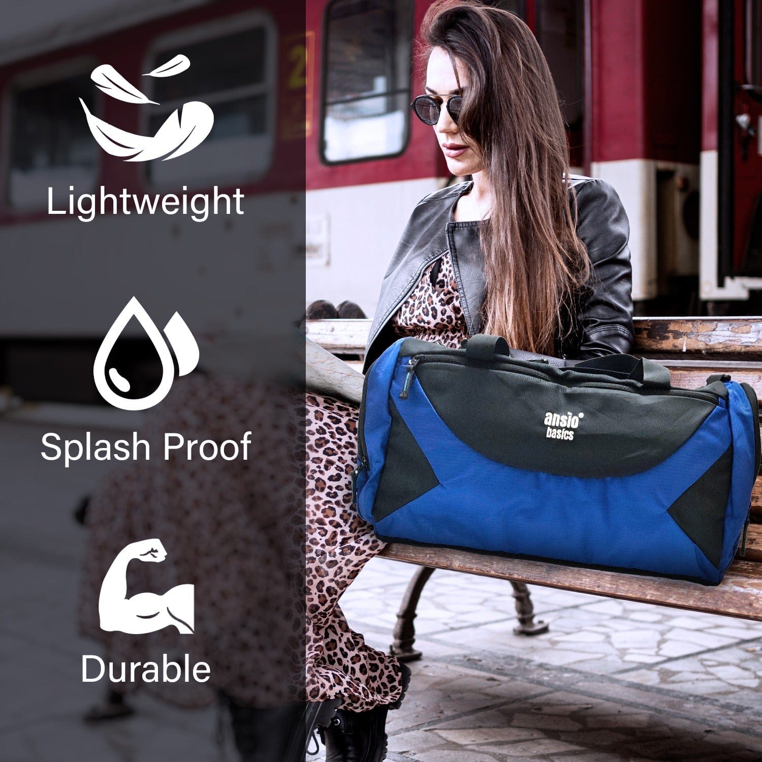 Ansio Luggage bag (Blue with Black) Blue with Black Onezeros.in