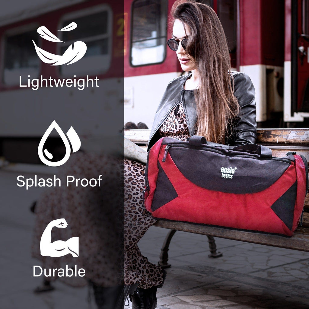 Ansio Luggage bag (Red with Black) Red with Black Onezeros.in