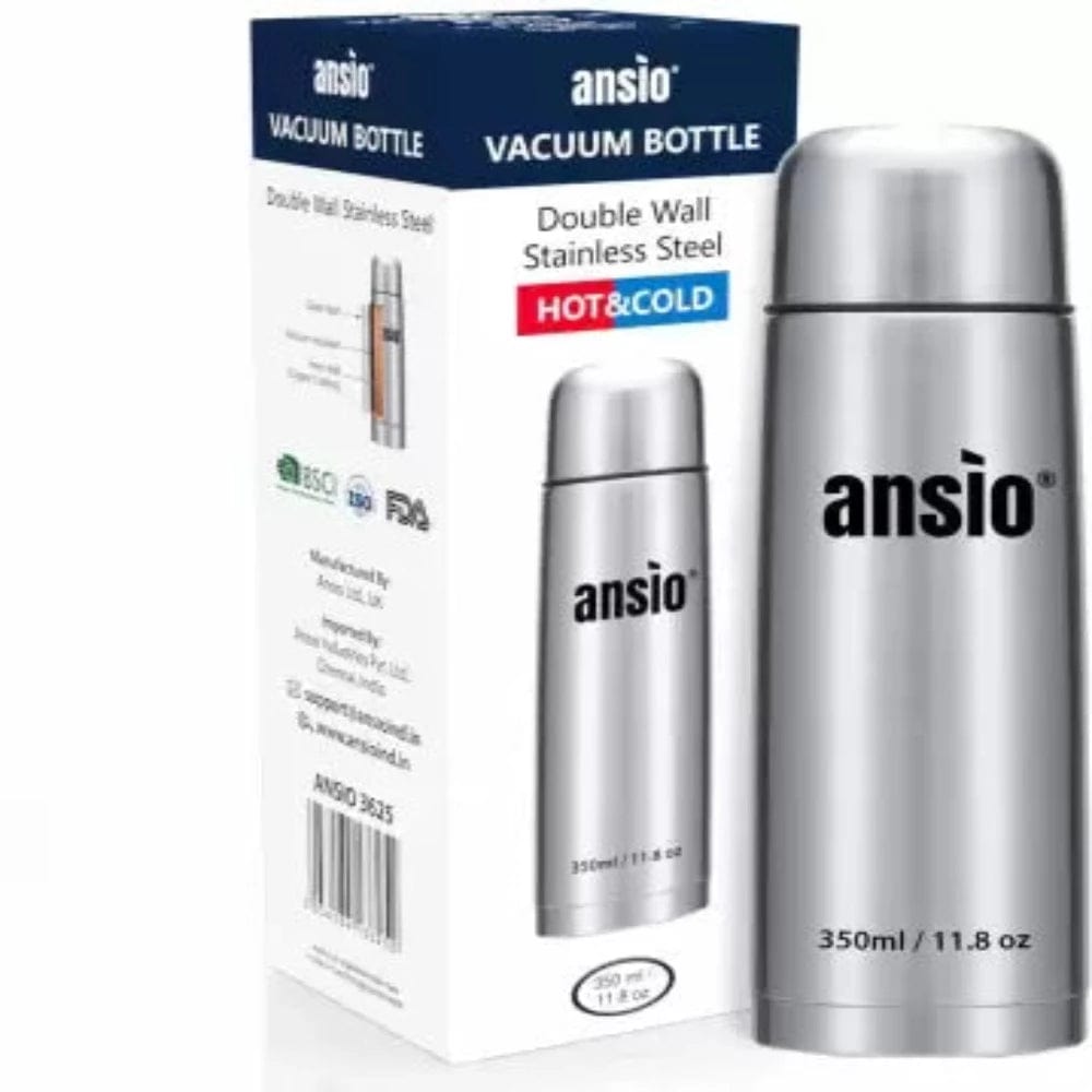 Ansio Stainless Steel Bullet Flasks - 350ml Silver Onezeros.in