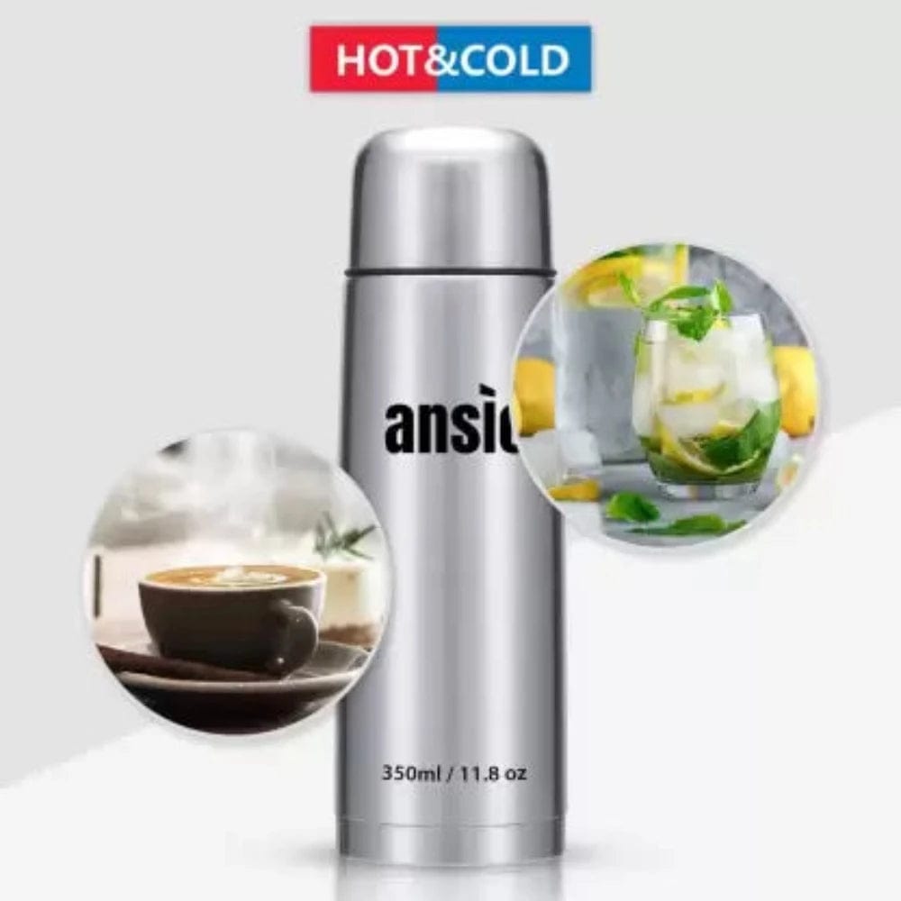Ansio Stainless Steel Bullet Flasks - 350ml Silver Onezeros.in