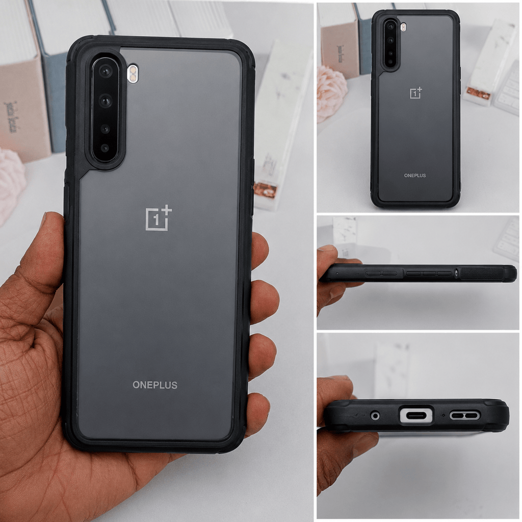 BERLOK Transparent Phone Case For OnePlus Nord Mobile Back Cover Black Onezeros.in