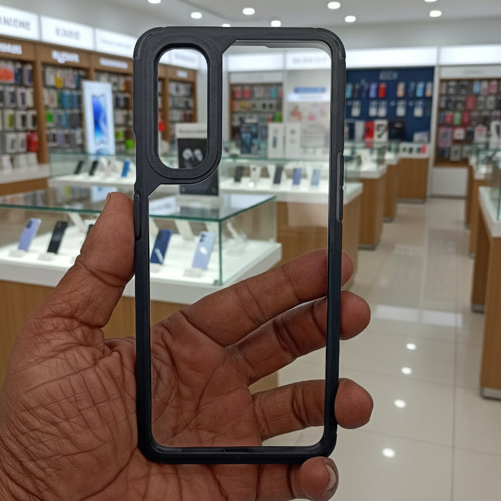 BERLOK Transparent Phone Case For OnePlus Nord Mobile Back Cover Black Onezeros.in