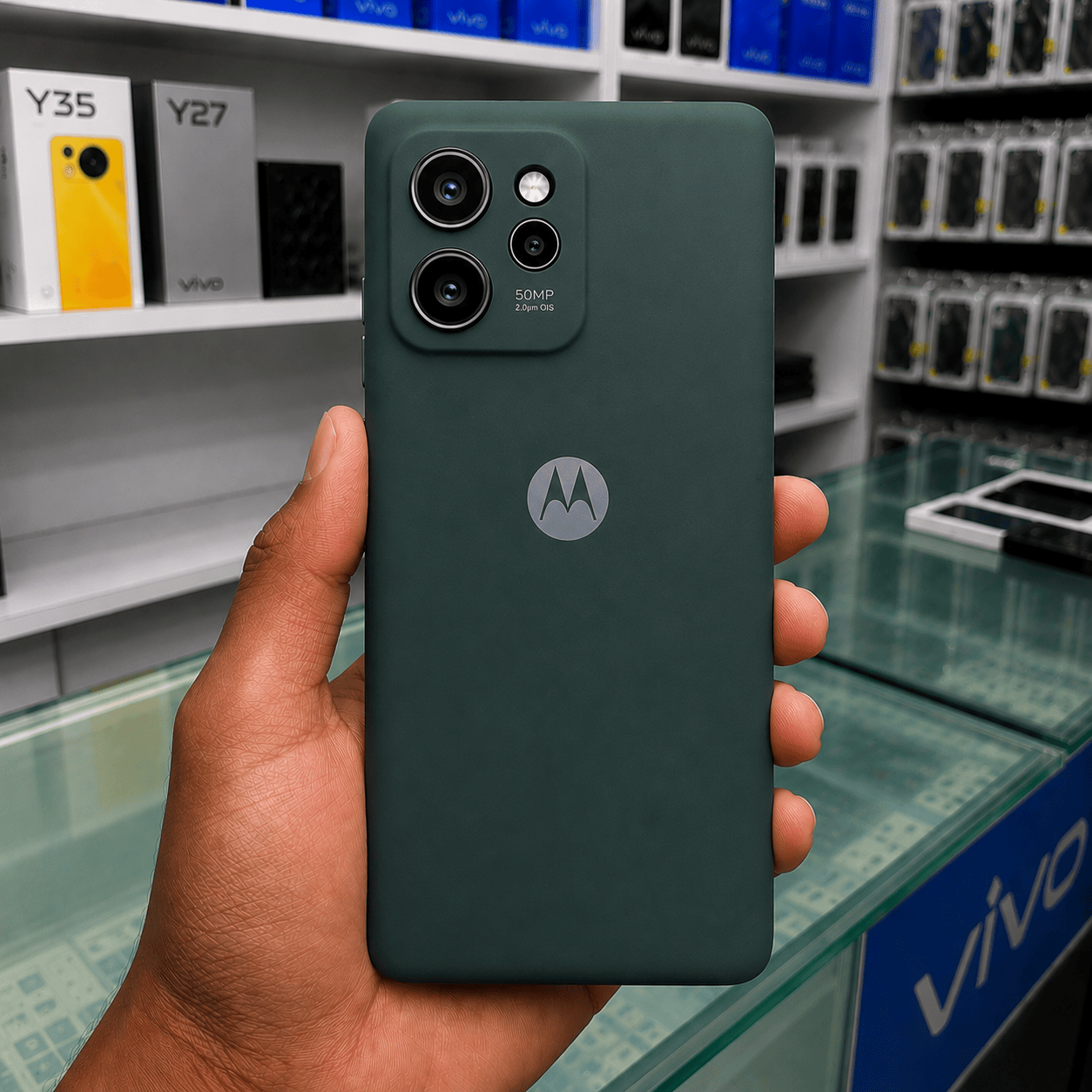 Brand Logo Phone Case For Moto Edge 40 Pro Back Cover Dark Green Onezeros.in