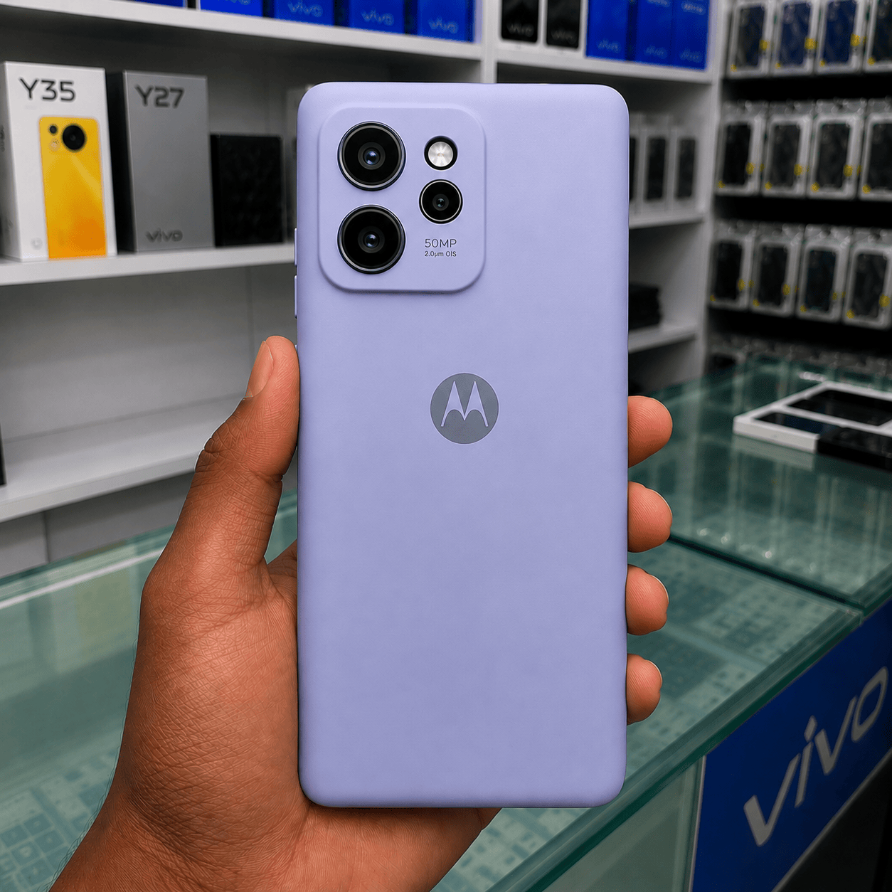 Brand Logo Phone Case For Moto Edge 40 Pro Back Cover Sky Blue Onezeros.in