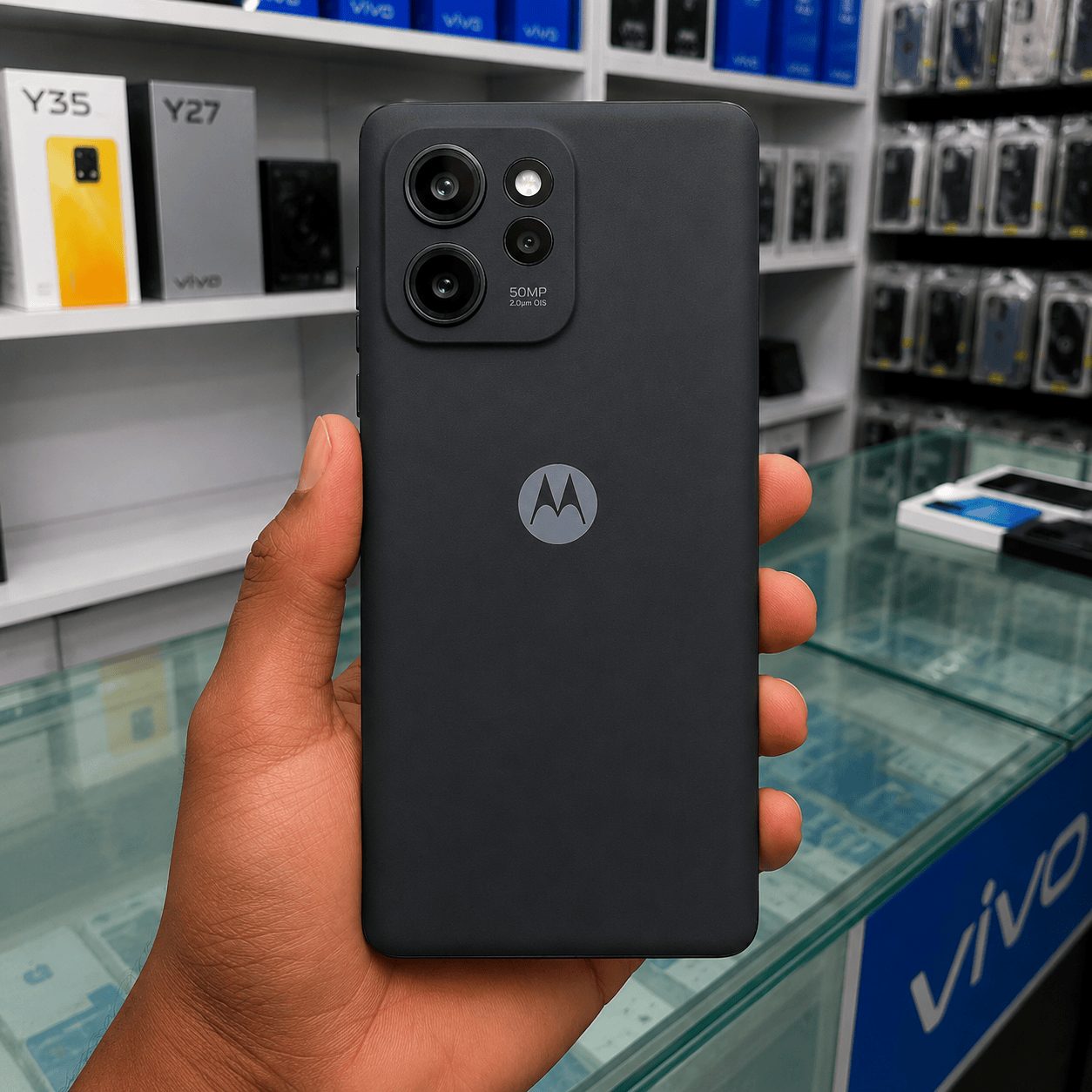 Brand Logo Phone Case For Moto Edge 40 Pro Back Cover Black Onezeros.in