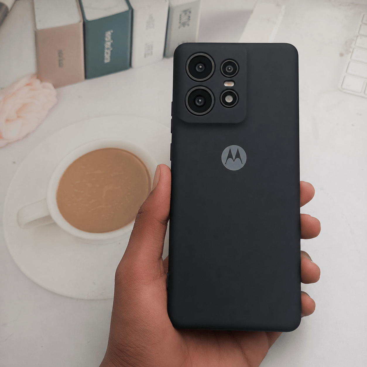Brand Logo Phone Case For Moto Edge 50 Pro Back Cover Black Onezeros.in