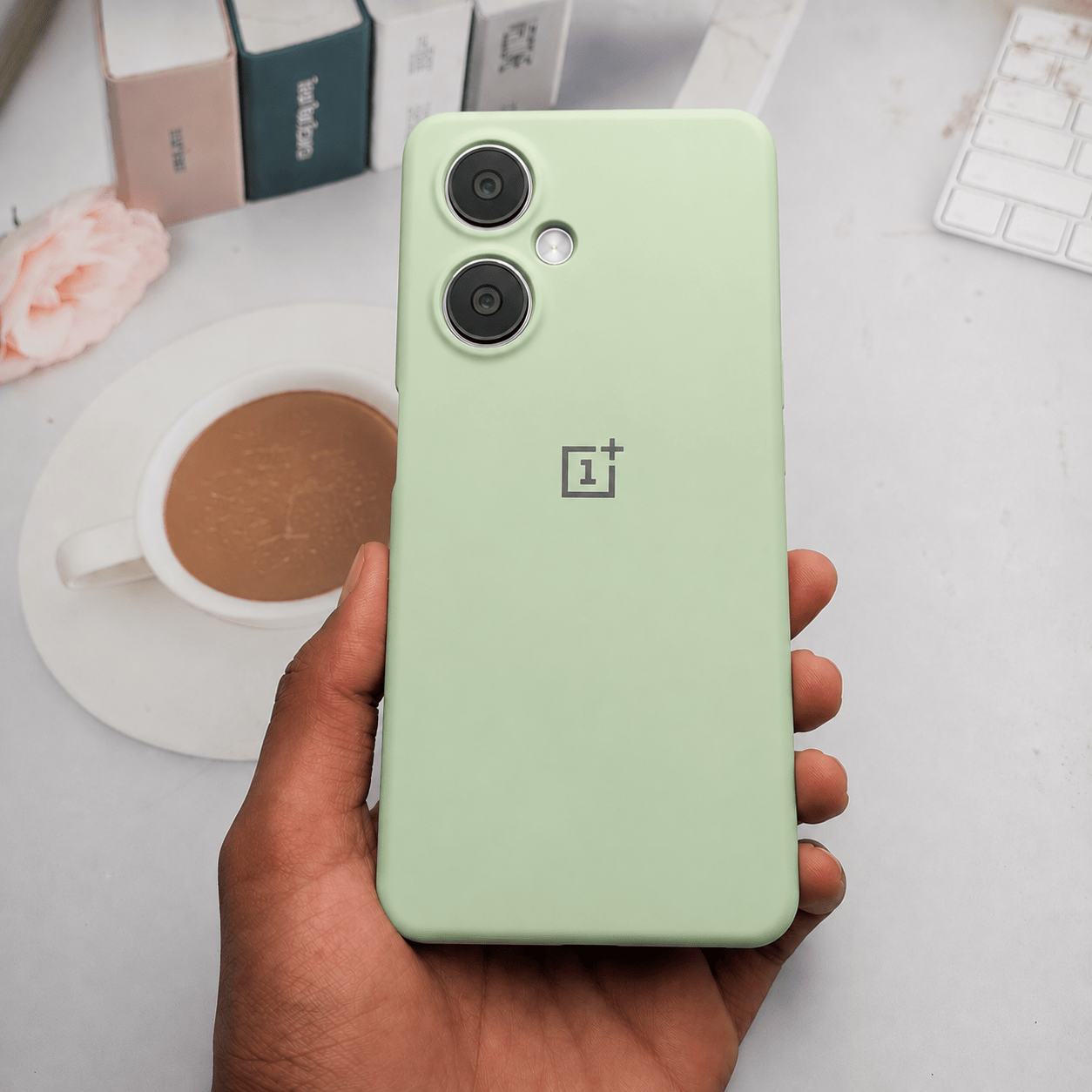 Brand Logo Phone Case For Oneplus Nord CE 3 Lite 5G Back Cover Pastel Green Onezeros.in