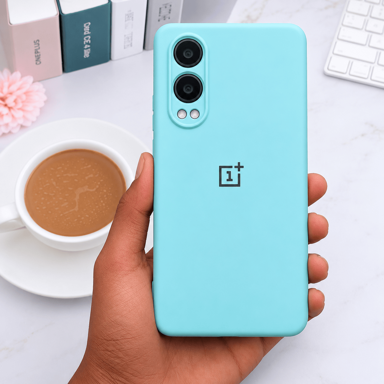 Brand Logo Phone Case For Oneplus Nord CE 4 Lite 5G Back Cover Sky Blue Onezeros.in