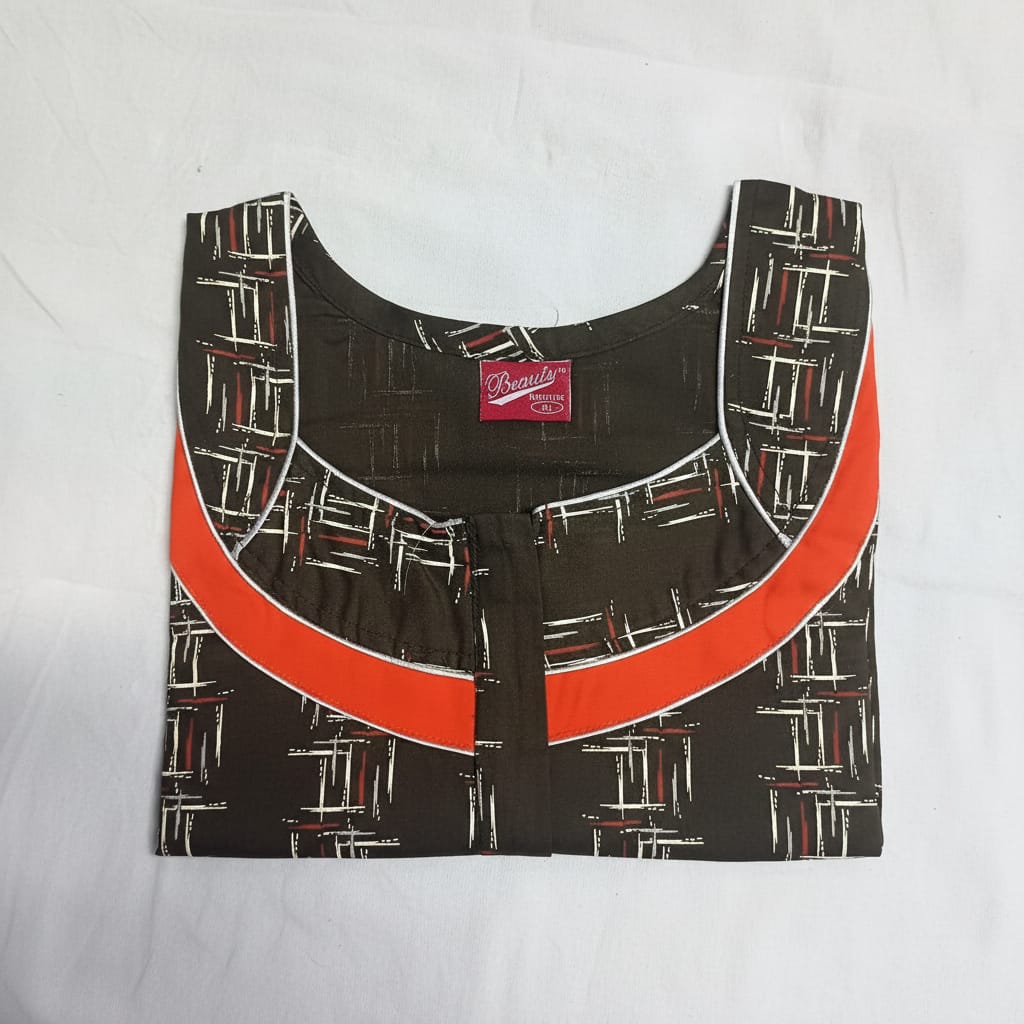 Brown Geometric Pattern Nighty 2XL Onezeros.in