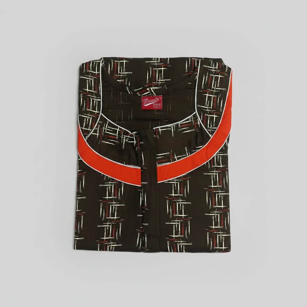 Brown Geometric Pattern Nighty 2XL Onezeros.in
