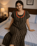 Brown Geometric Pattern Nighty 2XL Onezeros.in