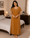 Brown Quilt Intricate Pattern Nighty for Women XL Onezeros.in