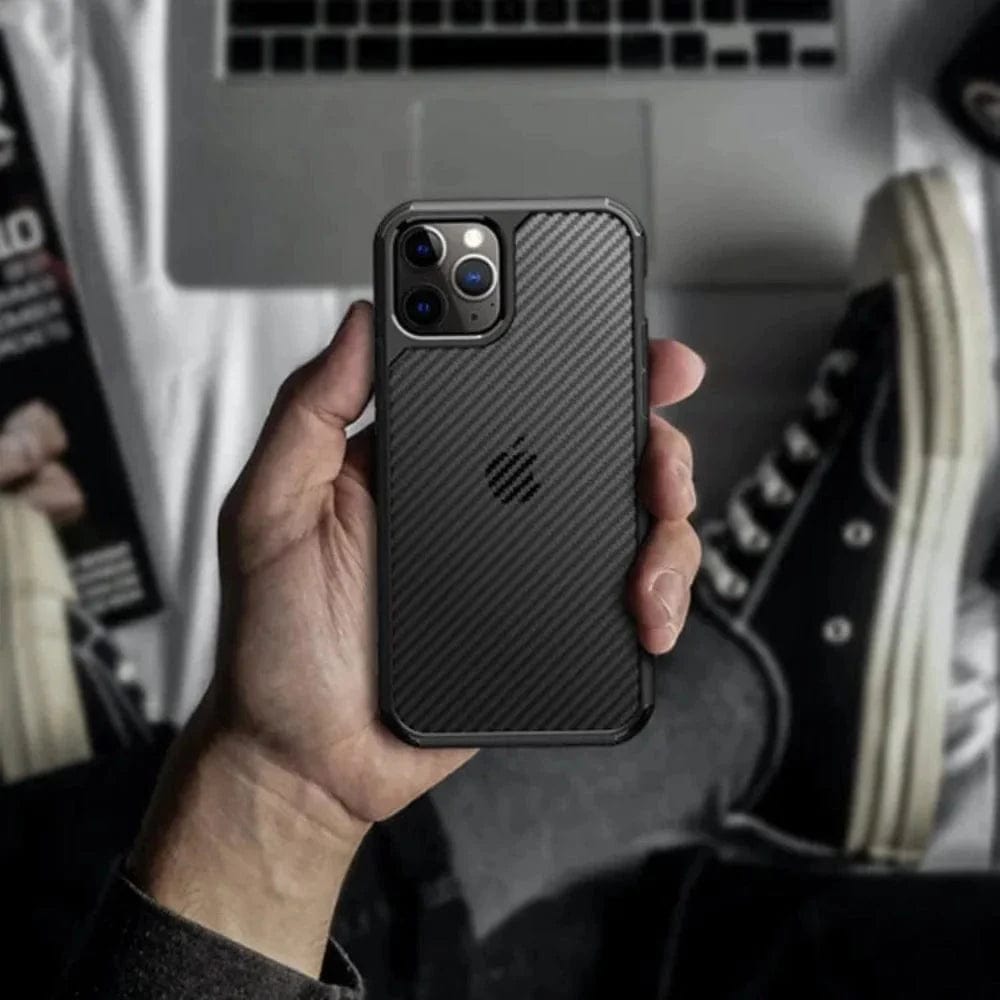 Carbon Fiber Design Phone Case for iPhone 12 Mini Mobile Back Cover Black Onezeros.in