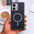 Carbon Fiber Megsafe Design Phone Case for Moto Edge 40 Neo Back Cover Black Onezeros.in