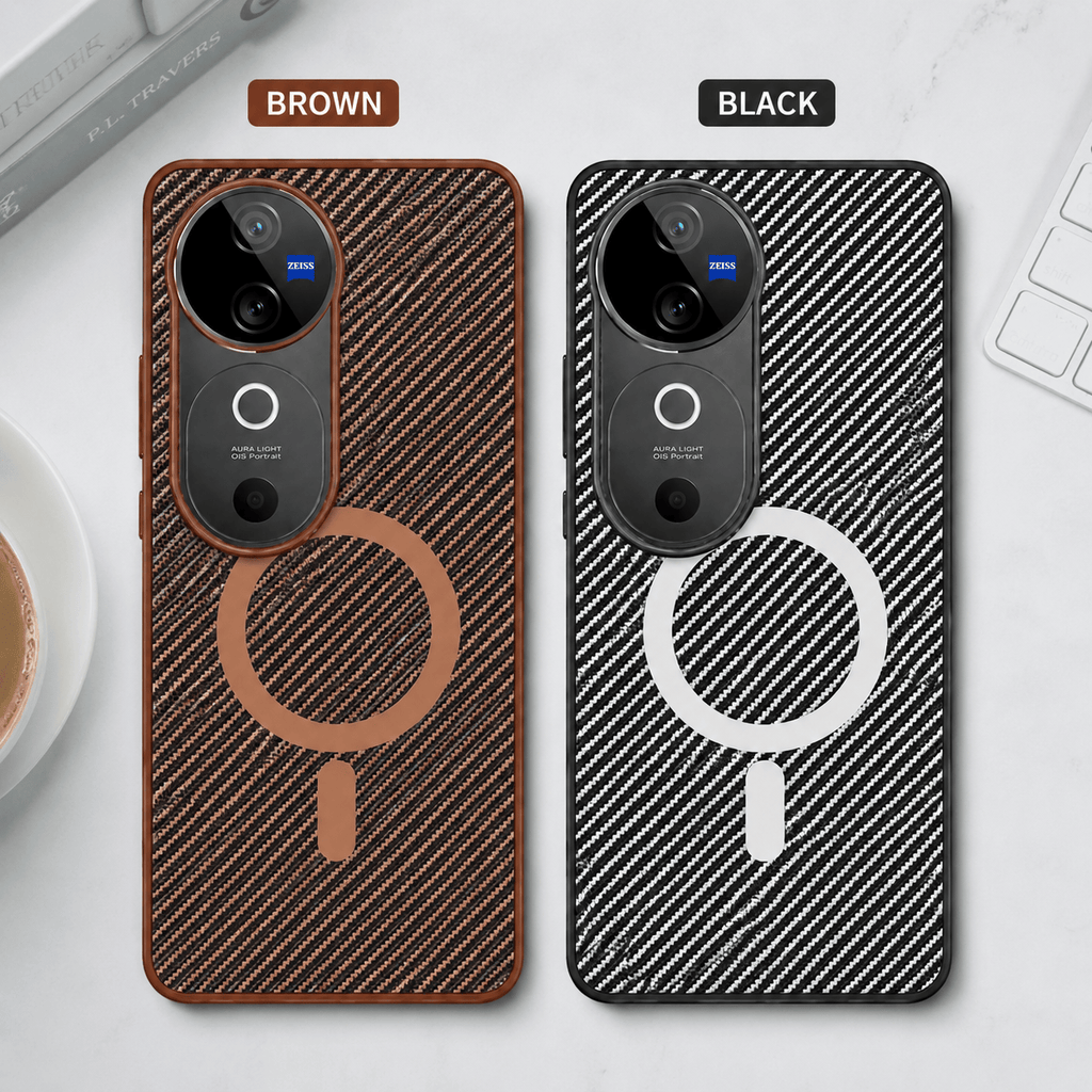 Carbon Fiber Megsafe Design Phone Case for Vivo V40 Back Cover Onezeros.in