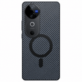 Carbon Fiber Megsafe Design Phone Case for Vivo V40 Back Cover Black Onezeros.in