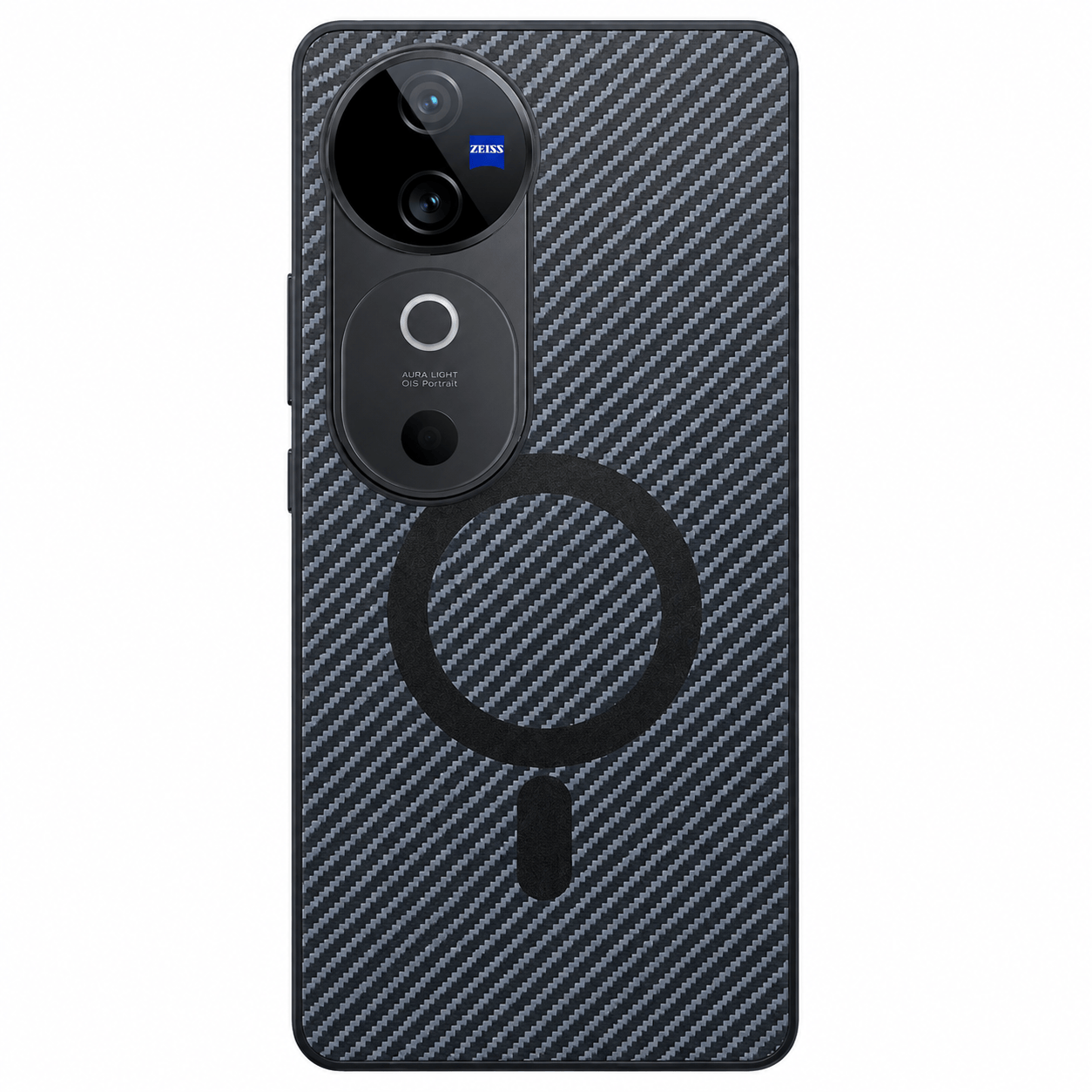 Carbon Fiber Megsafe Design Phone Case for Vivo V40 Back Cover Black Onezeros.in