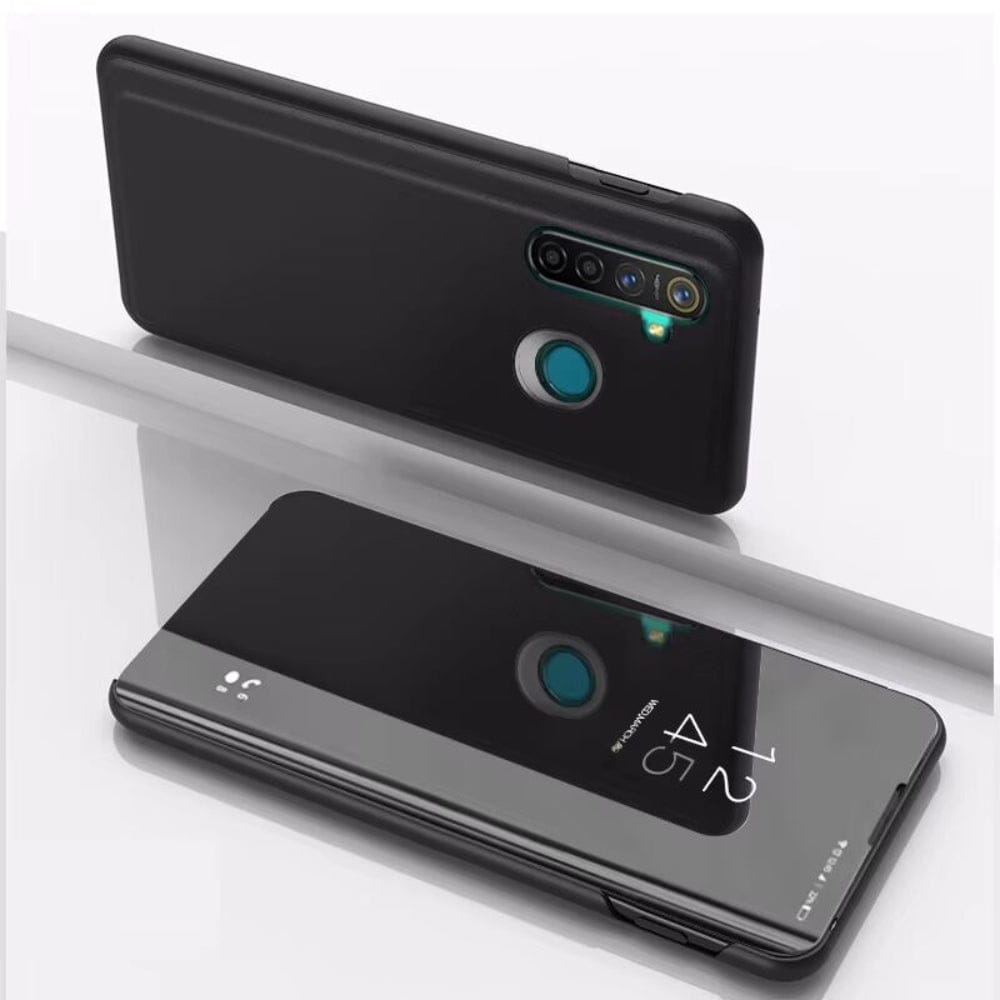 Clear View Standing Flip Cover For Realme 5 Black Onezeros.in