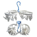Clothes Dryer With Foldable Hanger and Clips Blue with White Onezeros.in