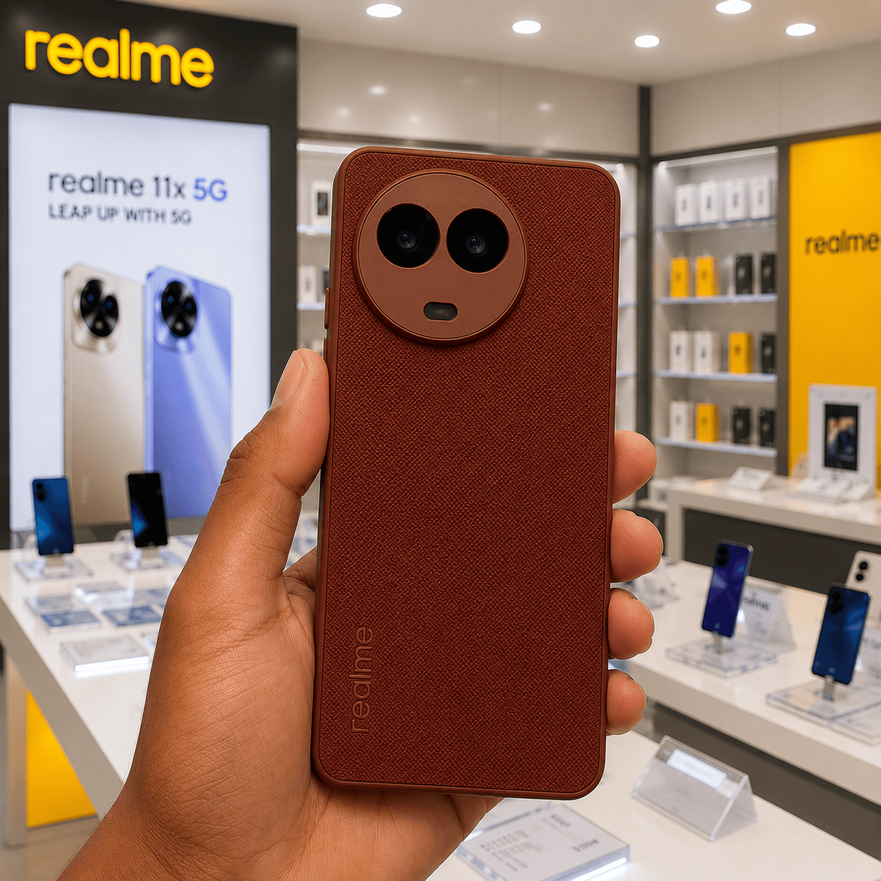 CODE Logo Phone Case for Realme 11x Mobile Cover Brown Onezeros.in