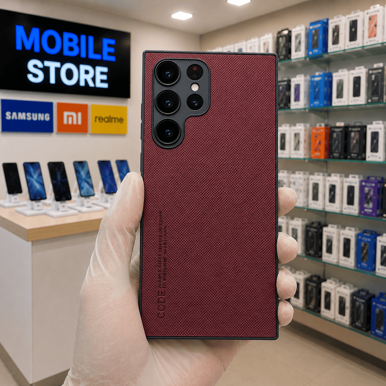 CODE Logo Phone Case for Samsung Galaxy S23 Ultra Mobile Cover Maroon Onezeros.in