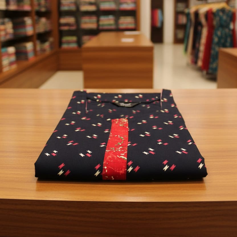 Coffe Brown With Red Geometric Pattern Nighty Onezeros.in