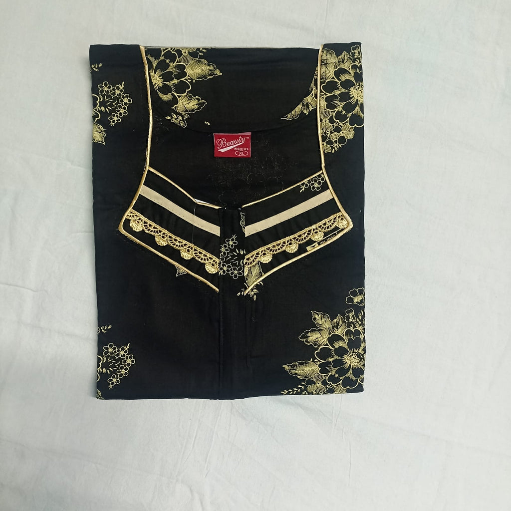 Coffee brown background yellow floral pattern Nighty Onezeros.in