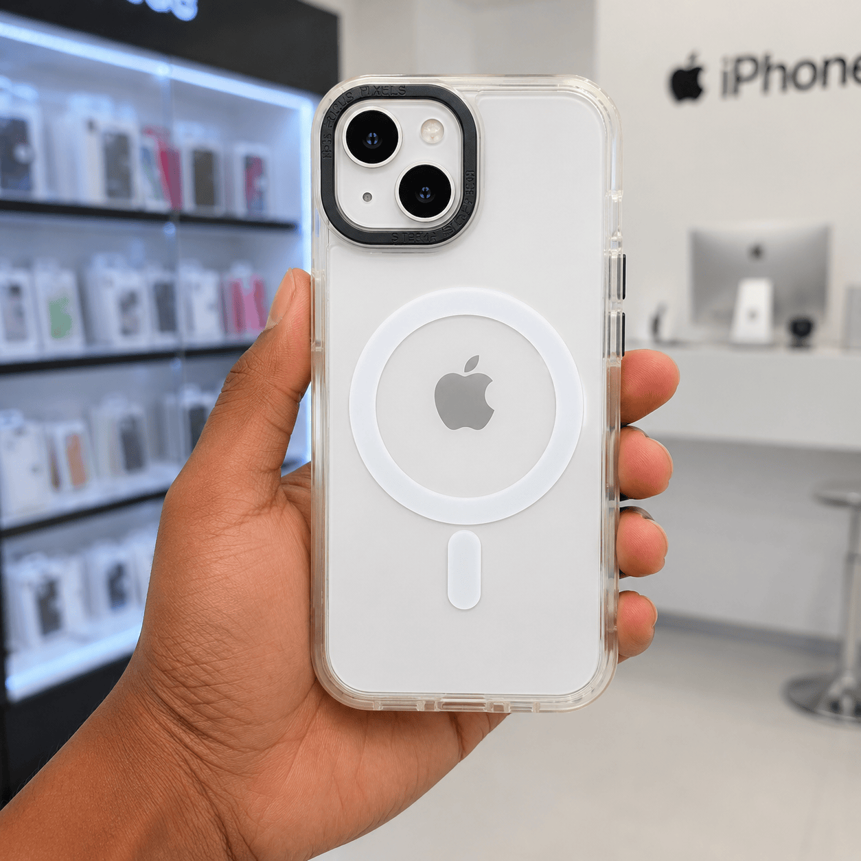 Crystal Clear Magnetic Transparent Back Cover for iPhone 13 | Shockproof Protective Case White Onezeros.in