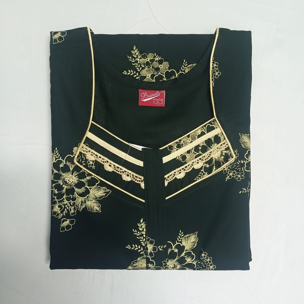 Dark Green background yellow floral pattern Nighty Onezeros.in