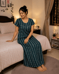 Dark Green Stripe Dreamscape Nighty for Women 2XL Onezeros.in