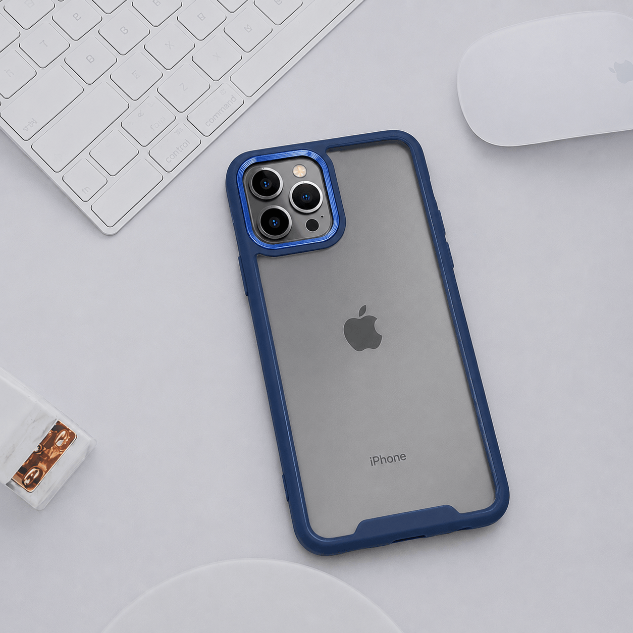 Electroplating Camera Frame Cell Phone Case for iPhone 11 Pro Back Cover Blue Onezeros.in