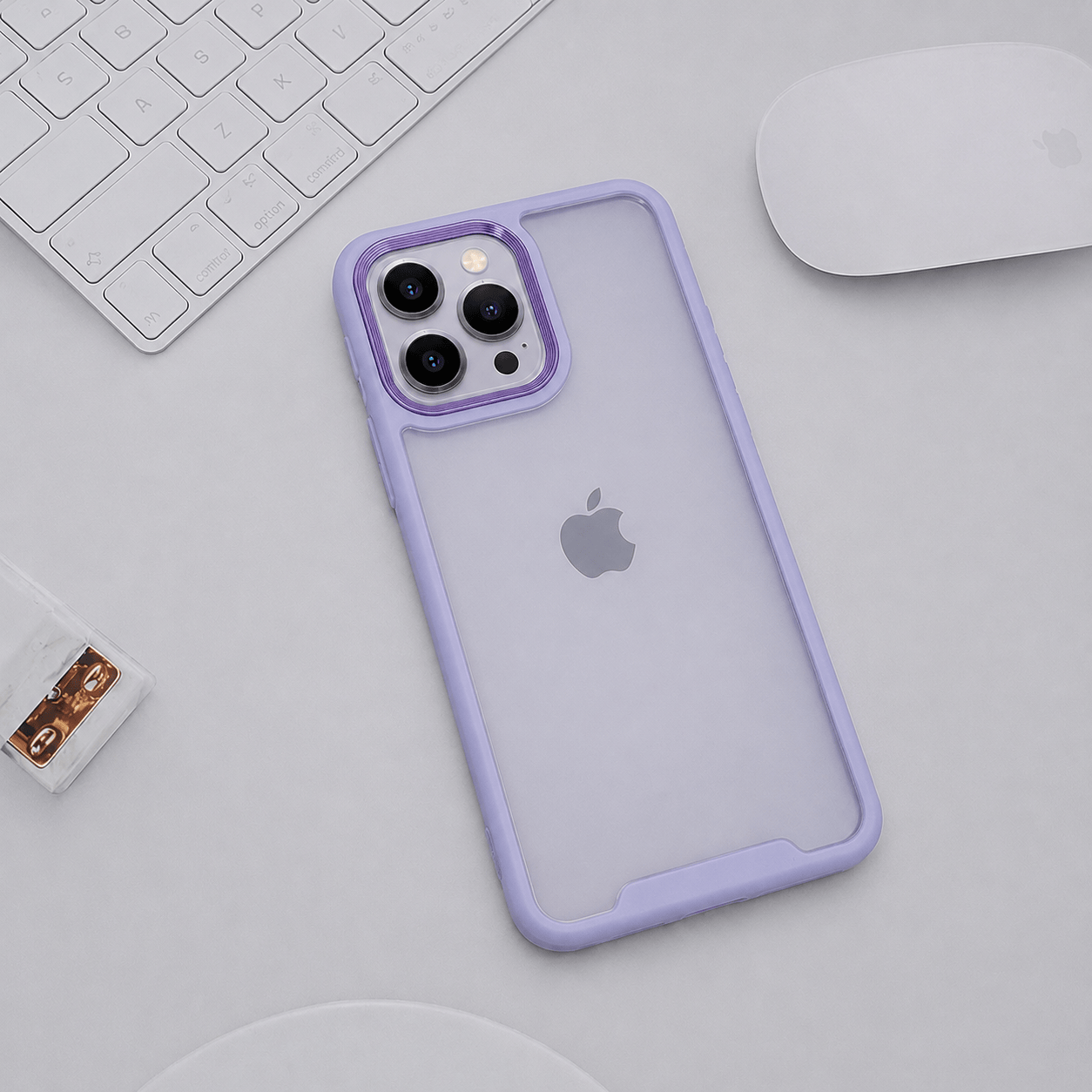Electroplating Camera Frame Cell Phone Case for iPhone 11 Pro Back Cover Lavender Onezeros.in