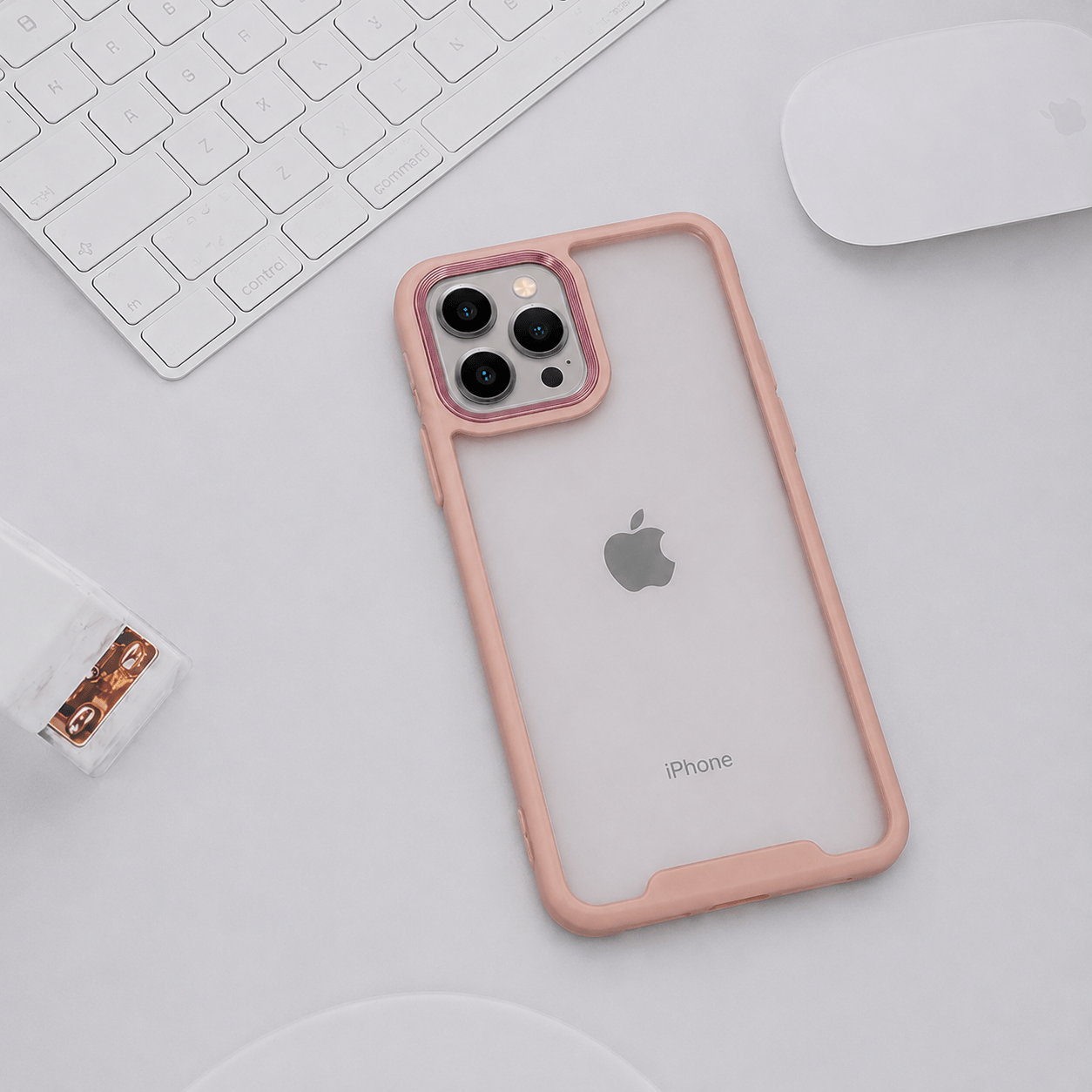 Electroplating Camera Frame Cell Phone Case for iPhone 11 Pro Back Cover Pink Onezeros.in