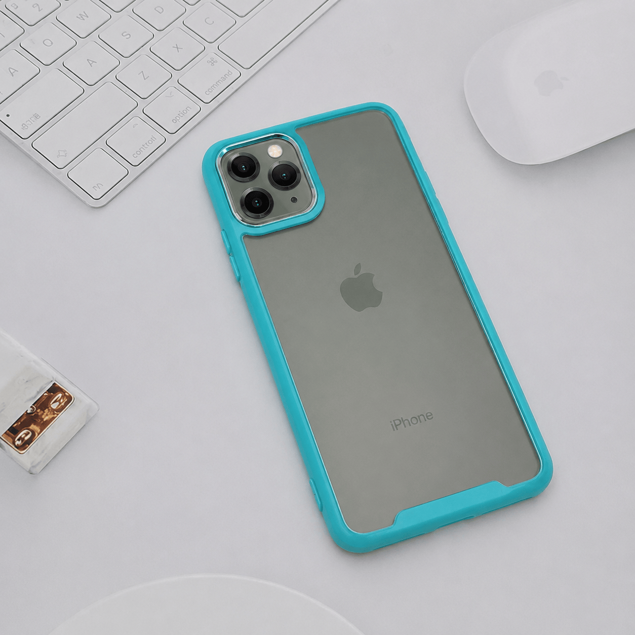 Electroplating Camera Frame Cell Phone Case for iPhone 11 Pro Back Cover Mint Green Onezeros.in