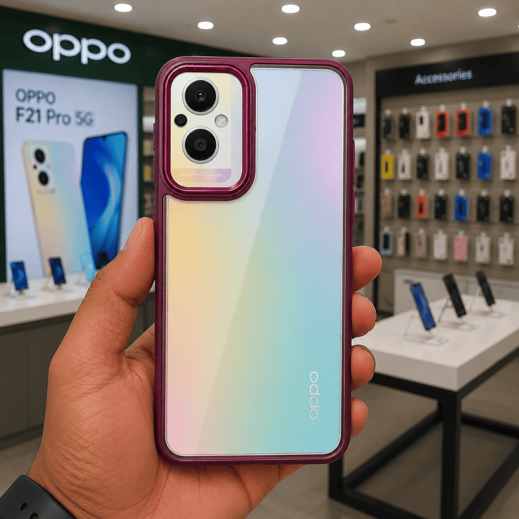 Electroplating Camera Frame Cell Phone Case for OPPO F21 Pro 5G Back Cover Onezeros.in