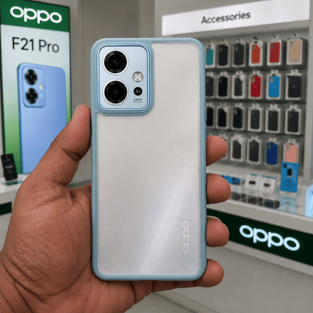 Electroplating Camera Frame Cell Phone Case for OPPO F21 Pro Back Cover Cyan Onezeros.in
